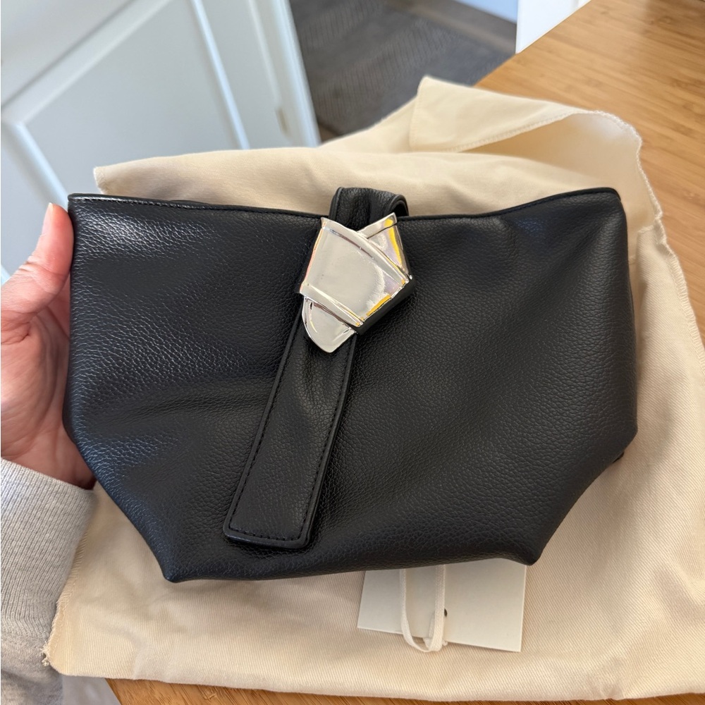 MERIT Brandon Maxwell Black Leather Mini Tote
Handbag with Dust Bag New
